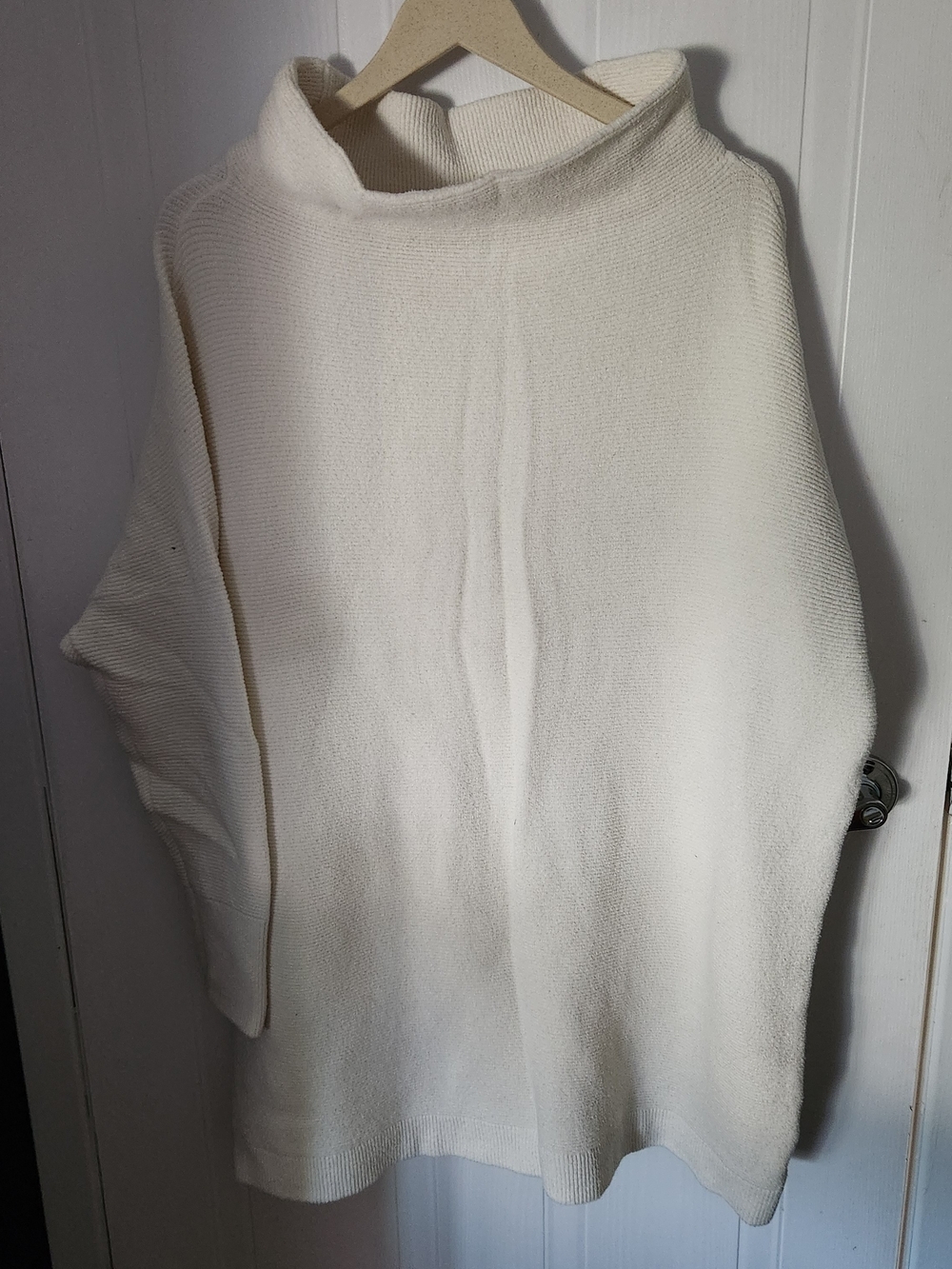 Cream Turtleneck Women's Sweater Tunique